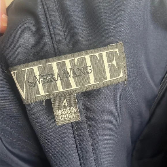 White by Vera Wang Bridesmaid Valentina Chiffon Column Gown in Navy SIze 4 - Picture 5 of 5